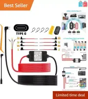 Universal Type C Dash Cam Hardwire Kit - 13ft Low Voltage Protection Cable