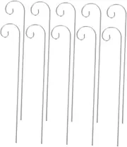 10pcs Garden Decoration Hook Hook Garden Stake Heavy Duty Plant Hanger Outdoor Plant Hanger Flower Basket Stand Bird Feeder Stake Lantern Stand Bird Feeder Pole Silver Iron