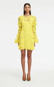 [Leo Lin] Suzanne Lace Bell Sleeve Mini Dress