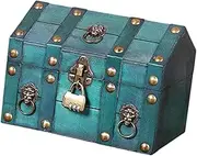 Generic Treasure Chest Decorative Trunk Wood with Coded Lock for Women Jewelry Organizer Box Decorative Storage Box Keepsakes Box, Green