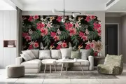 3D Tropical Floral Leaves Wallpaper Wall Murals Removable Wallpaper 90
