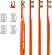 DUJINDENT Orthodontic Toothbrush for Braces [4 Packs][Made in Korea] V Trim Cutting USA Bristles Braces Toothbrush for Brackets and Wires Cleaning (Shark Ortho Spiral, 4 Pack)