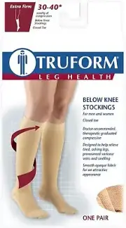 Compression Stockings for Men and Women Truform 30-40 mmHg , Knee High Beige