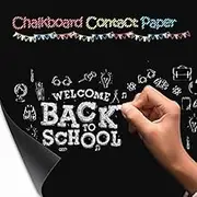VEELIKE Chalkboard Wallpaper Stick and Peel Removable Blackboard Self Adhesive Erasable Kids Chalk Paper Black Vinyl Chalkboard Stickers with 5 Chalk for Wall Decor Kitchen Office School 78.7"X17.7"