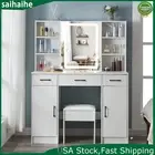 Dressing Table Stool Set w/ LED Lighted Mirror Makeup Desk Jewellery Organizer