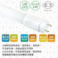 在飛比找森森購物網優惠-旭光-LED 5W T8-1FT 1呎 全電壓玻璃燈管-6入