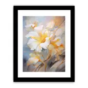 White Yellow Floral Art Framed Print