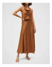 [Seed Heritage] Satin Circle Skirt in Cinnamon Spice