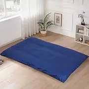 100% Cotton Floor Futon Cover, Soft Skin-Friendly Washable Zippered for Traditional Japanese Tatami Mattress, Dustproof (Full, Navy)