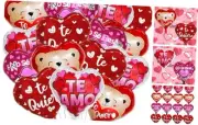 16Pcs Valentine's Day Party Balloons Red Heart Shaped Foil Balloons Spanish Te