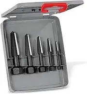 KNIPEX Rennsteig 9R 471 901 3 Screw Extractor Double Edge Set in Metal Case, Size 1-5, Black