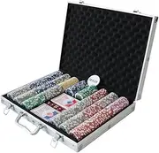 THUNDERBAY 500 Clay Composite Poker Chips Set with Aluminum Case, Two Decks of Playing Cards, Dealer and Blind Button&5 Dices for Poker, Texas Hold'em, Blackjack, Casino Games at Home
