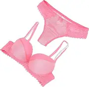 [Ipetboom] 1Set Elegant Lace Bikini Set for Women Underwear and for Weddings Honeymoon Valentine Day Skin Friendly Fit Pink