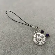 ARIES Cell Phone Charm Strap Antique Silver Tone Crystal Beads Courage Astrology