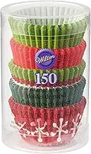 Wilton Christmas Mini Baking Cupcake Cases 150-Pieces Set, Red/Green