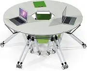 YQMHEZ Folding Conference Table, Training Room Tables with Front Baffle, Office Classroom Commercial Training Table, Spliceable Mobile Training Table with Wheels(80cm)