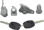 AL243 Ignition Switch Door Lock Barrel Trunk Lock Fuel Cap Lock 2-Button Keys, for Civic, 06-08 Auto Ignition Lock Cylinder(Black 4PCS-2B)