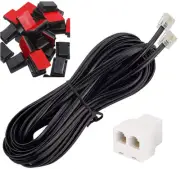 Phone Cord, 6P4C Black Phone Telephone Extension Cord Cable Line Wire RJ11 6P4C