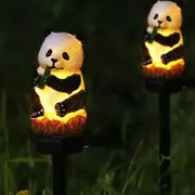 2Pcs Resin Panda Solar Garden Stake Lights Outdoor Solar LED Light