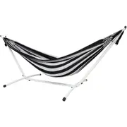 10ft White Universal Steel Hammock Stand & Authentic Double Raya Hammock in Binario