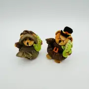 Russ Berrie Tiny Thanksgiving Pilgrim Couple Bears Plush X” VINTAGE RARE