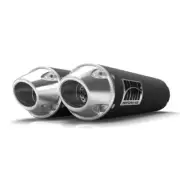 HMF Performance Series Black Dual Slip On Exhaust Euro Cap Polaris RZR XP Turbo