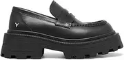 [Windsor Smith] Windsorsmith Womens Black Leather Platform Chunky Loafers Shoes - True
