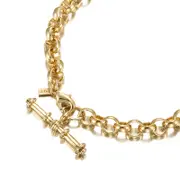 18ct Heavy Yellow Gold Plated 6mm Belcher Chain Bracelet with T-Bar End