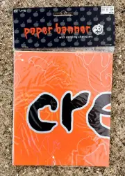 Vtg Halloween Paper Party Banner Dangling Characters Creepy Crawly Spooky NEW