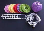 CHINESE JAPANESE ASSORT MIX COLOR PAPER LANTERN STRING LIGHTS 4"