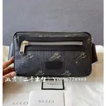 二手真品 GUCCI 古馳 GG SUPREME 男士帆布 胸包 老虎印花LOGO 斜背包 肩背包 側包包 474293