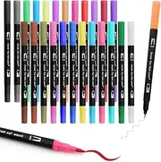 APOMOONS 24 Colours Dual Tip Felting Pen Set, Fine Tip and Brush Pens, Felt Tip Pens Thick and Thin, Felt Tip Pens for Children and Adults, Felt Tip Pens Set for Colouring, Drawing, DIY, Journaling