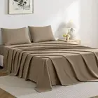 JELLYMONI Bed Sheet Set Queen 4pcs Cotton Khaki Bedsheet Easy-Fit 16 Inch Dee...
