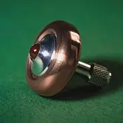 Lambda Two-Piece Precision Spinning Tops by Prometheus Lights - Aluminium/Copper with Ruby Contact Point, Adult Collectible Desk Fidget Kinetic Toy, 14+