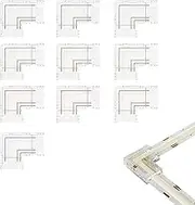 Clearhill 10mm 2Pin 10Packs Transparent Solderless L-Shape COB LED Strip Connectors,90°Right Angle Corner Joints for 5V 12V 24V Single Color LED Strip Lights,Seamless Corner Connection.