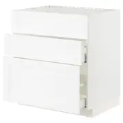 METOD / MAXIMERA base cab f sink+3 fronts/2 drawers, white Enköping/white wood effect, 80x60x80 cm