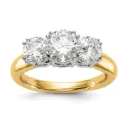1.00ct. CZ Solid Real 14K Two-tone 3-Stone Engagement Ring