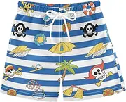 [sanluoli] Blue White Striped Pirate Skull Boy's Swimming Trunks Youth Teen Swimsuits Lightweight Lined Beachwear 2T, Blue White Striped Pirate Skull, Small