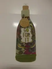 Demdaco ByDesign Bottle Sock Wine Bottle Sleeve "Go For It" Stretchy, New