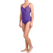 Orig. $152 Miraclesuit 12 42 Must Haves Captiva Swimsuit Double Strap Purple