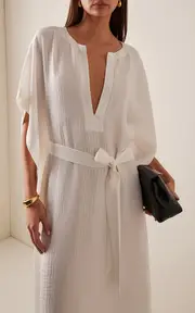 [Marie France Van Damme] Croco Silk Belted Caftan