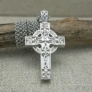 Irish Sterling Silver Celtic Trinity Cross made in Ireland Solvar Chained Boxed