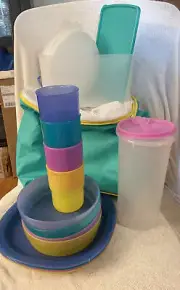 Tupperware Picnic Set Insulated Cooler Backpack, Bowls Lids, Plates & Cont. New