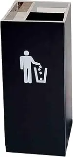 Smoke Ash Bin,Outdoor Square Ash Bin,Three-Dimensional Stainless Steel,Suitable for Hotel Corridor Elevator Entrance(Black,30X30X68CM_STYLE2)