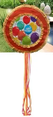 balloons girls boy kids fiesta party Pinata Piñata games pull string hit stick