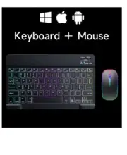 Mini Backlit RGB 10inch Bluetooth Keyboard Wireless mouse Rechargeable for Spani
