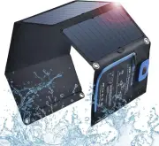 Solar Panels Charger with Digital Ammeter, Bigblue 28W Sunpower Camping Solar...