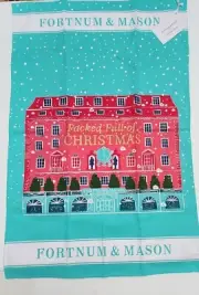 Fortnum Mason Piccadilly Christmas Tea Towel Storefront Holly 2023 Cotton New