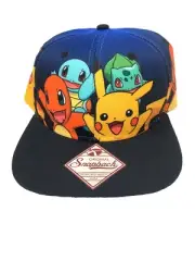 2017 Pokemon Pikachu Bulbasaur Charmander Squirtle Snapback Hat Youth New