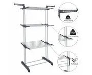 Airer Drying Rack Foldable Clothes Hanger Horse Stand Support Grey Laundry Rack